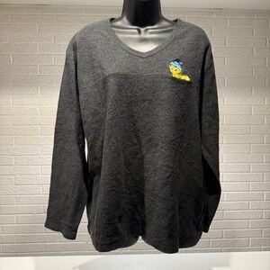 Looney Tunes Tweety Bird Fleece Pullover Sweater XL Gray Long Sleeve V Neck